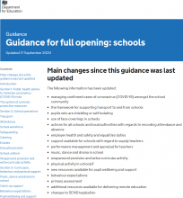 Guidance for full opening: schools [updated 17th September 2020]